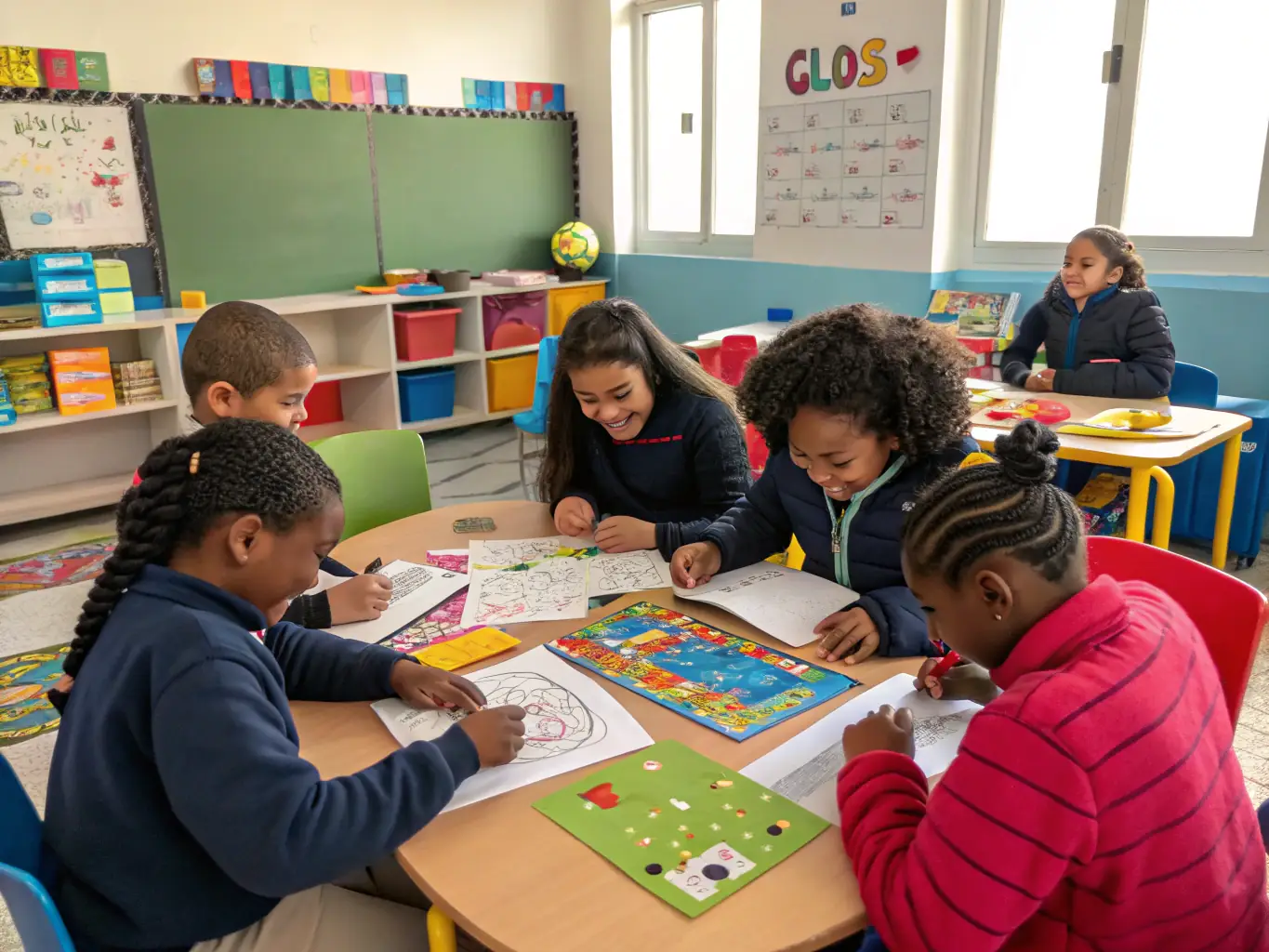 A vibrant photograph capturing children participating in an interactive educational workshop at a local community center, showcasing the engagement and learning environment.