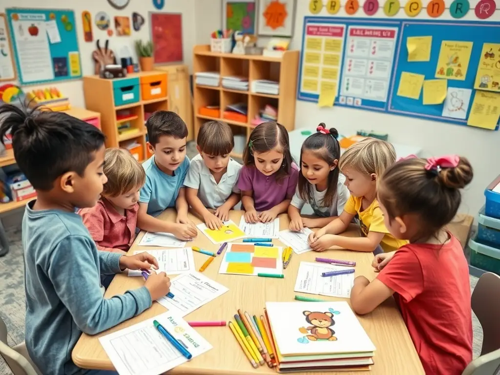 A vibrant photograph capturing children participating in an interactive learning session at a local community center, showcasing the joy of discovery and collaborative learning.